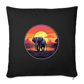 Éléphant Aquarelle Colorée Dessin Animé Kawaii Animal - Housse de coussin décorative 45 x 45 cm - noir - Devant