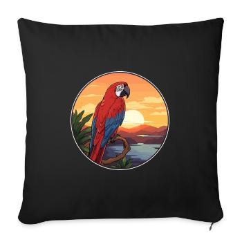 Parrot Colorful Watercolor Cartoon Kawaii Animal - Sofa pillowcase 17,3'' x 17,3'' (45 x 45 cm) - black - Front