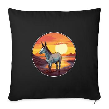 Donkey Colorful Watercolor Cartoon Kawaii Animal - Sofa pillowcase 17,3'' x 17,3'' (45 x 45 cm) - black - Front