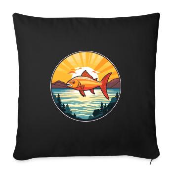 Fish Colorful Watercolor Cartoon Kawaii Animal - Sofa pillowcase 17,3'' x 17,3'' (45 x 45 cm) - black - Front
