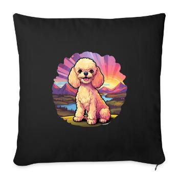 Poodle Dog Colorful Watercolor Cartoon Kawaii Pet - Sofa pillowcase 17,3'' x 17,3'' (45 x 45 cm) - black - Front