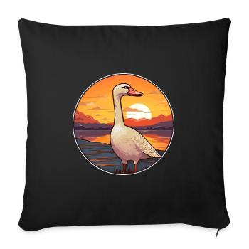 Goose Colorful Watercolor Cartoon Kawaii Animal - Sofa pillowcase 17,3'' x 17,3'' (45 x 45 cm) - black - Front