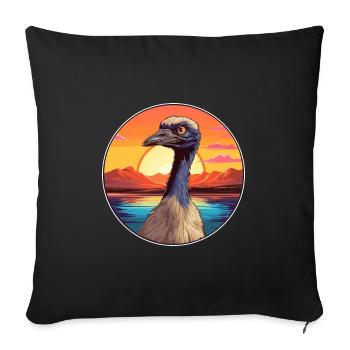 Emu Colorful Watercolor Cartoon Kawaii Animal - Sofa pillowcase 17,3'' x 17,3'' (45 x 45 cm) - black - Front