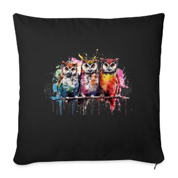 Grafitti Eulen - Sofakissenbezug 45 x 45 cm - Schwarz - Vorne