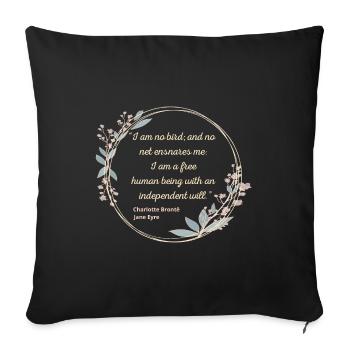 Jane Eyre citation II - Style mignon - Housse de coussin décorative 45 x 45 cm - noir - Devant