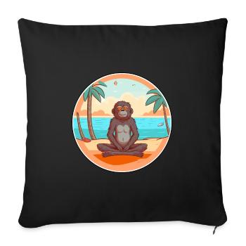 Baboon Cartoon Yoga Beach Summer Illustration - Sofa pillowcase 17,3'' x 17,3'' (45 x 45 cm) - black - Front
