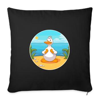 Dessin animé de canard Yoga plage Illustration d’été - Housse de coussin décorative 45 x 45 cm - noir - Devant
