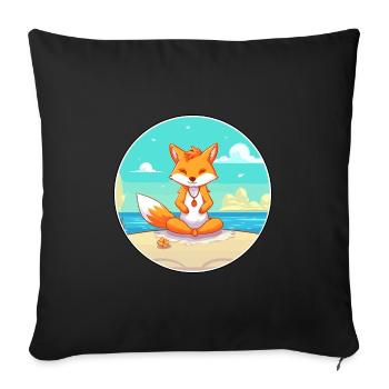 Fox Cartoon Yoga Strand Sommer Illustration - Sofakissenbezug 45 x 45 cm - Schwarz - Vorne