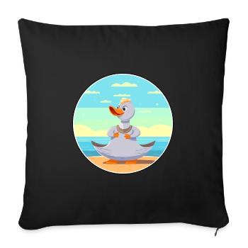Goose Cartoon Yoga Beach Summer Illustration - Sofa pillowcase 17,3'' x 17,3'' (45 x 45 cm) - black - Front