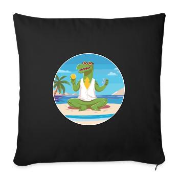 Crocodile Cartoon Yoga plage Illustration d’été - Housse de coussin décorative 45 x 45 cm - noir - Devant