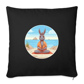 Donkey Cartoon Yoga Beach Summer Illustration - Sofa pillowcase 17,3'' x 17,3'' (45 x 45 cm) - black - Front