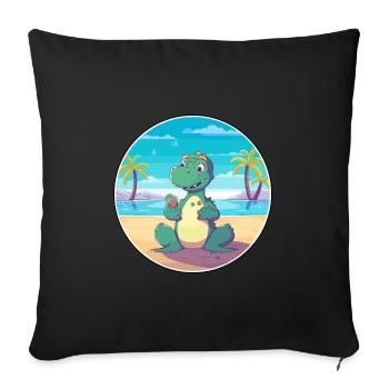Dinosaur Cartoon Yoga Beach Summer Illustration - Sofa pillowcase 17,3'' x 17,3'' (45 x 45 cm) - black - Front