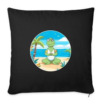 Iguana Cartoon Yoga Beach Summer Illustration - Sofa pillowcase 17,3'' x 17,3'' (45 x 45 cm) - black - Front