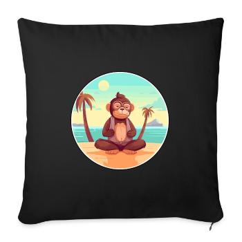 Monkey Cartoon Yoga Beach Summer Illustration - Sofa pillowcase 17,3'' x 17,3'' (45 x 45 cm) - black - Front