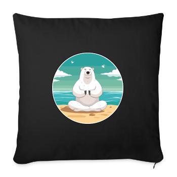 Ours Polaire Dessin Animé Yoga Plage Été Illustration - Housse de coussin décorative 45 x 45 cm - noir - Devant