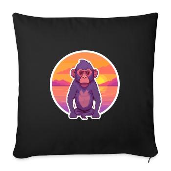 Baboon Funny Cartoon Kawaii Beach Illustration - Sofa pillowcase 17,3'' x 17,3'' (45 x 45 cm) - black - Front