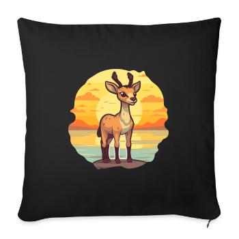 Antilope drôle de dessin animé kawaii plage illustration - Housse de coussin décorative 45 x 45 cm - noir - Devant