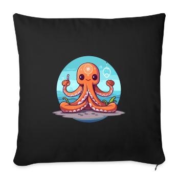 Octopus Cartoon Yoga Beach Summer Illustration - Sofa pillowcase 17,3'' x 17,3'' (45 x 45 cm) - black - Front