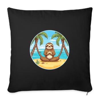 Sloth Cartoon Yoga Beach Summer Illustration - Sofa pillowcase 17,3'' x 17,3'' (45 x 45 cm) - black - Front