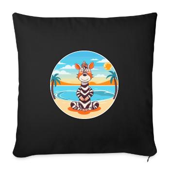 Zebra Cartoon Yoga Beach Summer Illustration - Sofa pillowcase 17,3'' x 17,3'' (45 x 45 cm) - black - Front