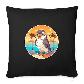 Falcon Funny Cartoon Kawaii Beach Illustration - Sofa pillowcase 17,3'' x 17,3'' (45 x 45 cm) - black - Front