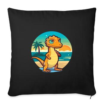 Lizard Funny Cartoon Kawaii Beach Illustration - Sofa pillowcase 17,3'' x 17,3'' (45 x 45 cm) - black - Front