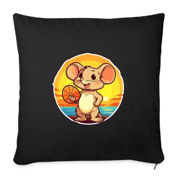 Mouse Funny Cartoon Kawaii Beach Illustration - Sofa pillowcase 17,3'' x 17,3'' (45 x 45 cm) - black - Front