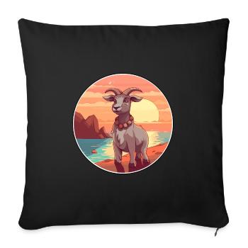 Goat Funny Cartoon Kawaii Beach Illustration - Sofa pillowcase 17,3'' x 17,3'' (45 x 45 cm) - black - Front