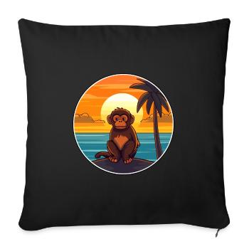 Affe lustige Karikatur Kawaii Strand Illustration - Sofakissenbezug 45 x 45 cm - Schwarz - Vorne