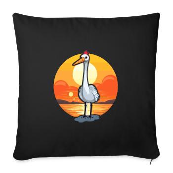 Grue Drôle De Dessin Animé Kawaii Plage Illustration - Housse de coussin décorative 45 x 45 cm - noir - Devant