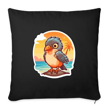 Cuckoo Funny Cartoon Kawaii Beach Illustration - Sofa pillowcase 17,3'' x 17,3'' (45 x 45 cm) - black - Front