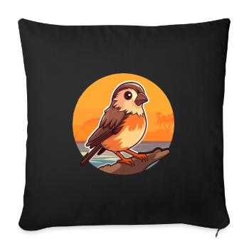 Sparrow Funny Cartoon Kawaii Beach Illustration - Sofa pillowcase 17,3'' x 17,3'' (45 x 45 cm) - black - Front