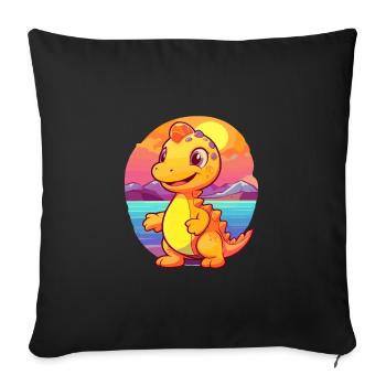 Dinosaur Funny Cartoon Kawaii Beach Illustration - Sofa pillowcase 17,3'' x 17,3'' (45 x 45 cm) - black - Front