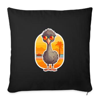 Emu Funny Cartoon Kawaii Beach Illustration - Sofa pillowcase 17,3'' x 17,3'' (45 x 45 cm) - black - Front