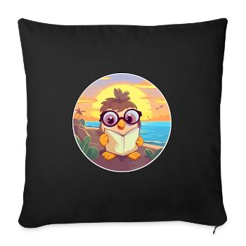 Chick Cute Funny Cartoon Kawaii Book Beach - Sofa pillowcase 17,3'' x 17,3'' (45 x 45 cm) - black - Front