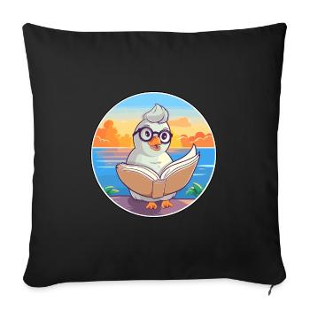 Dove Cute Funny Cartoon Kawaii Book Beach - Sofakissenbezug 45 x 45 cm - Schwarz - Vorne