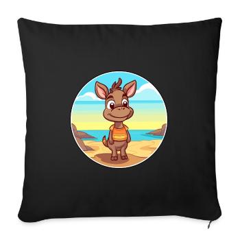 Bongo Aquarelle Dessin Animé Kawaii Clipart Animal - Housse de coussin décorative 45 x 45 cm - noir - Devant
