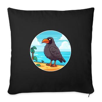 Crow Watercolor Cartoon Kawaii Clipart Animal - Sofa pillowcase 17,3'' x 17,3'' (45 x 45 cm) - black - Front