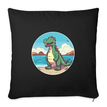Dinosaur Watercolor Cartoon Kawaii Clipart Animal - Sofa pillowcase 17,3'' x 17,3'' (45 x 45 cm) - black - Front