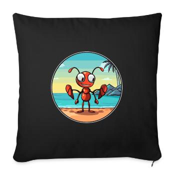 Ant Watercolor Cartoon Kawaii Clipart Animal - Sofa pillowcase 17,3'' x 17,3'' (45 x 45 cm) - black - Front