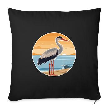 Crane Watercolor Cartoon Kawaii Clipart Animal - Sofa pillowcase 17,3'' x 17,3'' (45 x 45 cm) - black - Front