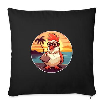 Rooster Cute Funny Cartoon Kawaii Book Beach - Sofa pillowcase 17,3'' x 17,3'' (45 x 45 cm) - black - Front