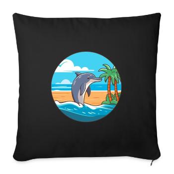 Dolphin Watercolor Cartoon Kawaii Clipart Animal - Sofa pillowcase 17,3'' x 17,3'' (45 x 45 cm) - black - Front