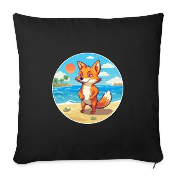Fox Watercolor Cartoon Kawaii Clipart Animal - Sofa pillowcase 17,3'' x 17,3'' (45 x 45 cm) - black - Front