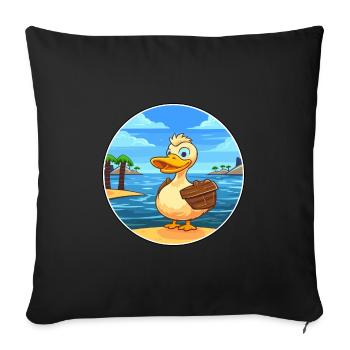 Duck Watercolor Cartoon Kawaii Clipart Animal - Sofa pillowcase 17,3'' x 17,3'' (45 x 45 cm) - black - Front