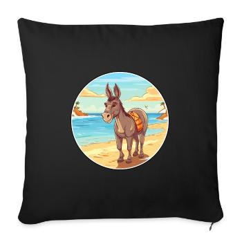 Donkey Watercolor Cartoon Kawaii Clipart Animal - Sofa pillowcase 17,3'' x 17,3'' (45 x 45 cm) - black - Front