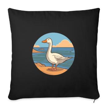 Goose Watercolor Cartoon Kawaii Clipart Animal - Sofa pillowcase 17,3'' x 17,3'' (45 x 45 cm) - black - Front
