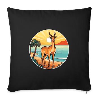 Impala Aquarell Cartoon Kawaii Clipart Tier - Sofakissenbezug 45 x 45 cm - Schwarz - Vorne