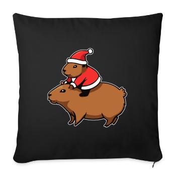 Capybara Noël - Housse de coussin décorative 45 x 45 cm - noir - Devant