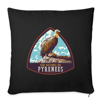 Vulture Badge, Pyrenees Park: Protected Nature - Sofa pillowcase 17,3'' x 17,3'' (45 x 45 cm) - black - Front